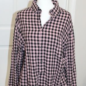 H&M Pink and Black Check Flannel Shirt Size XL Men's
